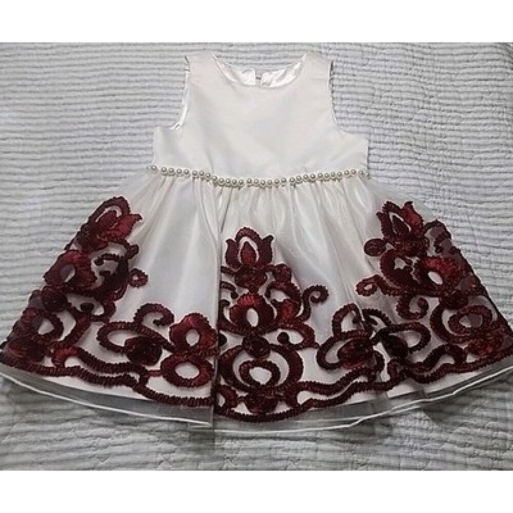 Princess Collection White And Red Gorgeous Dress, Special Occasion s- 18m Pearl‎